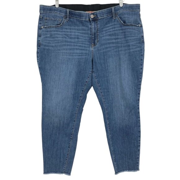 EVRY Women's Stretch Skinny Blue Denim Jeans Plus Size 24W High Rise Raw Hem - Picture 1 of 10